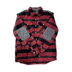 CQR Cotton Tactical Shirt-jack Red/Blk/Gry Plaid Snap Down Sz L NWOT